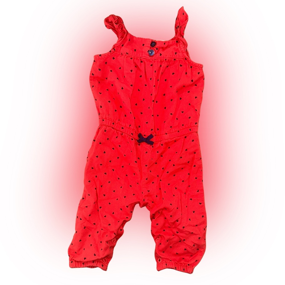 Carter's Vibrant Red Romper with Navy Dots
